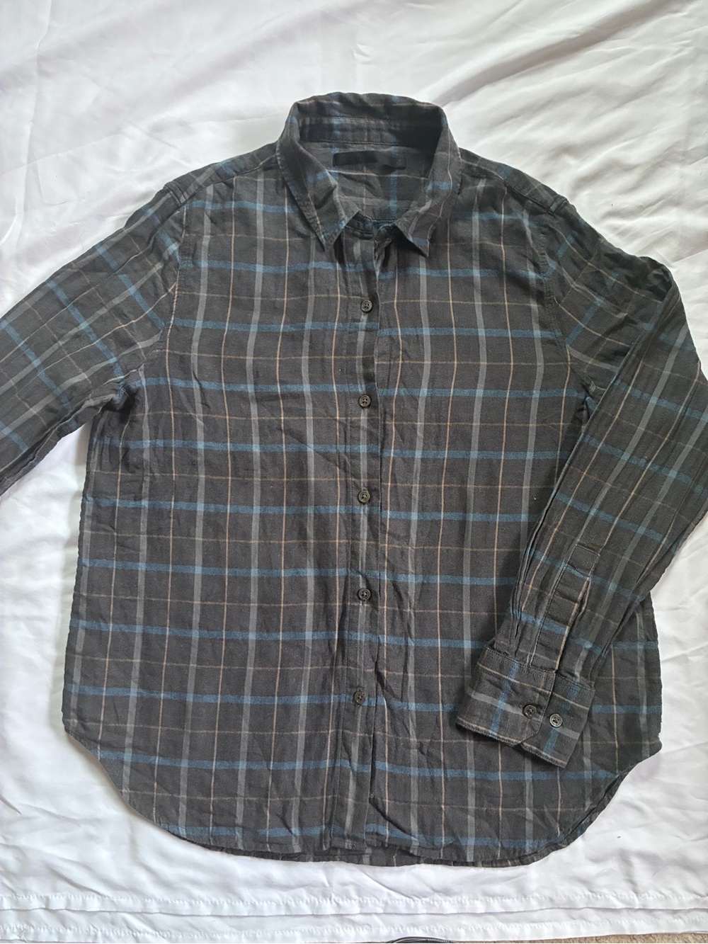 Jenni Kayne Lightweight Oversized Blue Plaid Button-Down Shirt